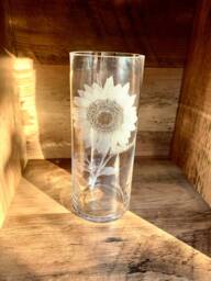 Sunflower Engraved Vase Mother's Day Personalised Etched Glass Gift, Flowers, Wife, Cat, Dog, Pet Children, Family Mum, Mom, Nanna, Nan - thumbnail 1