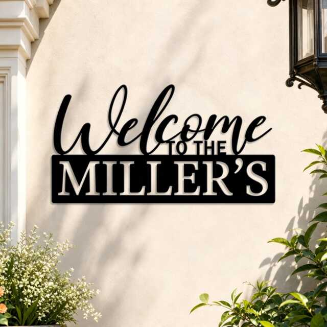 Custom Surname Welcome Metal Wall Art, Family Name Hanging Sign, Modern Farmhouse Home Housewarming Gift, Entryway Outdoor Decor - image 1