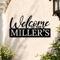 Custom Surname Welcome Metal Wall Art, Family Name Hanging Sign, Modern Farmhouse Home Housewarming Gift, Entryway Outdoor Decor - thumbnail 1