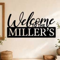 Custom Surname Welcome Metal Wall Art, Family Name Hanging Sign, Modern Farmhouse Home Housewarming Gift, Entryway Outdoor Decor - thumbnail 2