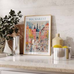Bucharest Travel Print, Romania, Poster, Romania Vintage Bucharest Print - thumbnail 3