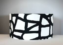 Monochrome Abstract Geometric Lampshade, Scandinavian Cotton Fabric, 15cm To 50cm Diameters