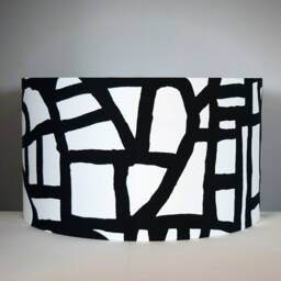 Monochrome Abstract Geometric Lampshade, Gold Silver Or White Lining, Scandinavian Fabric Black & Scandi Pattern, By Vivid Shades - thumbnail 2