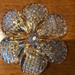 Rosette, Spare Parts For Mirrors & Ceiling Lamps, in Murano Blown Glass, Gold Dust, 5 cm Diameter - thumbnail 4