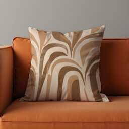 Brown Abstract Cushion Cover, Retro 70S Swirl Pattern Pillowcase, Warm Earthy Tones Home Decor, 18x18