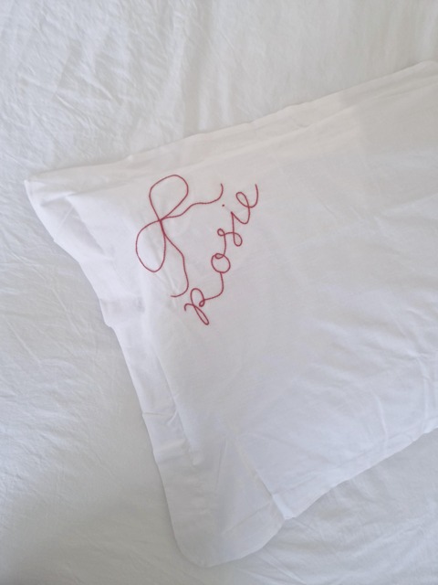 Hand Embroidered Name Pillowcase Heirloom Frill/Oxford Pillow - image 1