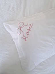 Hand Embroidered Name Pillowcase Heirloom Frill/Oxford Pillow