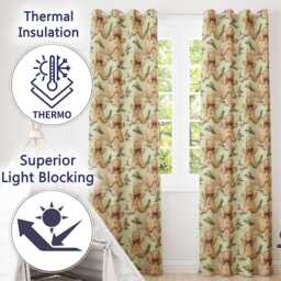 Vintage Gingerbread Men With Bows & Pine Branches Seamless Pattern Readymade Eyelet Ring Top Thermal 100% Blackout Curtains - thumbnail 3