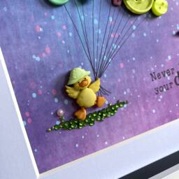 The Little Duck, Balloon Theme Button Art, Green Themed Decor, Never Let Go Of Your Dreams, Quote Framed Nursery Gift, Cute Wall Art - thumbnail 3