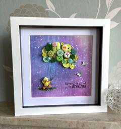 The Little Duck, Balloon Theme Button Art, Green Themed Decor, Never Let Go Of Your Dreams, Quote Framed Nursery Gift, Cute Wall Art - thumbnail 1