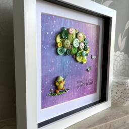 The Little Duck, Balloon Theme Button Art, Green Themed Decor, Never Let Go Of Your Dreams, Quote Framed Nursery Gift, Cute Wall Art - thumbnail 2
