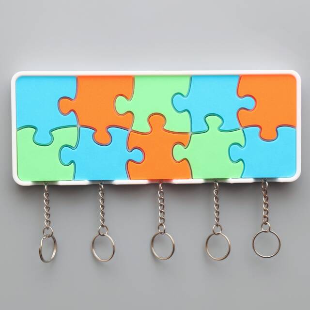 Creative Puzzle Piece Wall Mounted Key Hanger - Unique Home Organiser - image 1