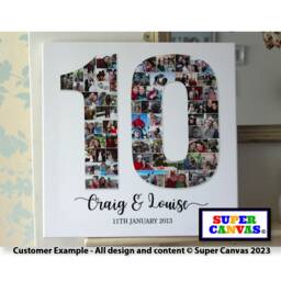 10Th Wedding Anniversary 10 Year Husband Wife Parents Grandparents Picture Photo Collage Party Display Board Framed Custom Canvas Print Gift - thumbnail 1