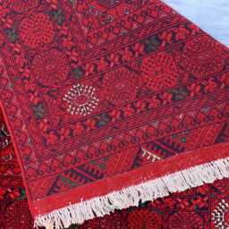 Handmade Red Afghan Area Rug 6.3x3.4 Ft Wool Mawrai Gul Rug - thumbnail 3