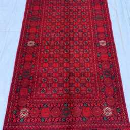 Handmade Red Afghan Area Rug 6.3x3.4 Ft Wool Mawrai Gul Rug - thumbnail 2