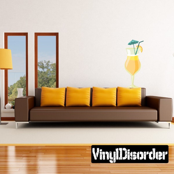 Mai Tai Cocktail Drink Wall Decal - Fabric Vinyl Removable & Reusable Beachuscolor003Et