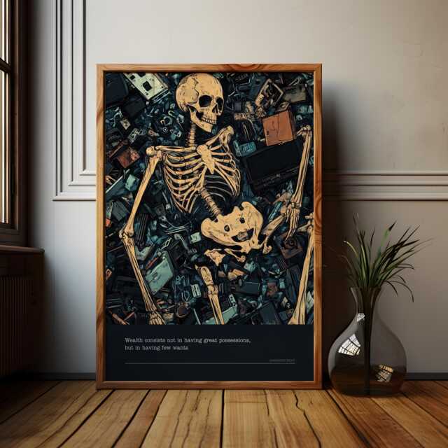 Memento Mori Skeleton Poster Stoic Philosophy, Dark Academia Art - image 1