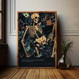 Memento Mori Skeleton Poster Stoic Philosophy, Dark Academia Art - thumbnail 1