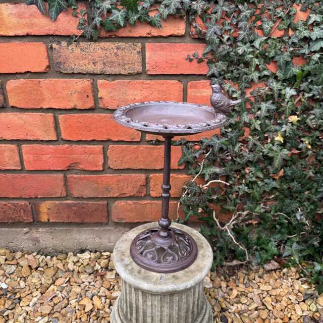 Brown Cast Iron Metal Garden Bird Bath/Table Top - image 1