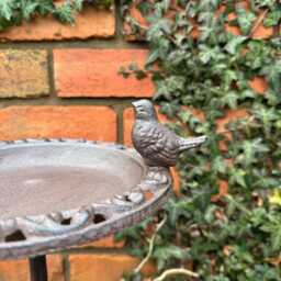 Brown Cast Iron Metal Garden Bird Bath/Table Top - thumbnail 3