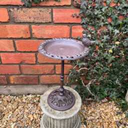 Brown Cast Iron Metal Garden Bird Bath/Table Top - thumbnail 4
