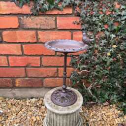 Brown Cast Iron Metal Garden Bird Bath/Table Top