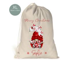 Personalised Xl Drawstring Christmas Sack/stocking.. Red Gonk Xmas Present Sack Gift Bag Large Extra - thumbnail 1