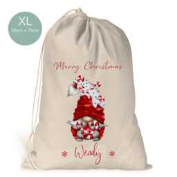 Personalised Xl Drawstring Christmas Sack/stocking.. Red Gonk Xmas Present Sack Gift Bag Large Extra - thumbnail 2