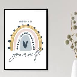 Believe in Yourself Scandi Rainbow - Wall Print Gift Idea Bespoke Poster A5 A4 A3 Framed - thumbnail 3