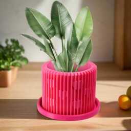 Modern Ribbed Heart Planter With Saucer - 3D Printed Home Decor - thumbnail 4