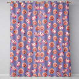 Cute Kawaii Donut & Strawberry Drink Pattern Purple Background Seamless Readymade Eyelet Ring Top Thermal 100% Blackout Curtains - thumbnail 2