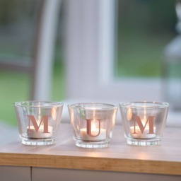 Personalized Letter Glass Votive Custom Tealight Holder, Home Decor - thumbnail 3
