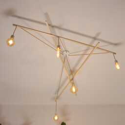 Asterisme Pendant Light 5 Bulbs White Yellow Pine Wood Scandinavian Pendantmodern Pendantminimalist Pendanthanging Fixture