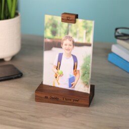 Personalised Walnut Wood Photo Frame Double Sided 6x4, New Parent Gift - thumbnail 2