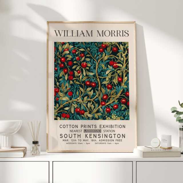 William Morris Print, Art, Exhibition Poster, Kitchen Artwork, Berry Wall Teal Art - image 1