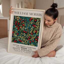 William Morris Print, Art, Exhibition Poster, Kitchen Artwork, Berry Wall Teal Art - thumbnail 2