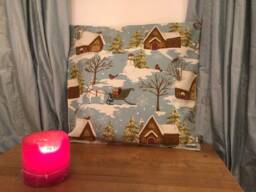 Charming Vintage Style Gingerbread House Fabric Cushion 18 X Inches - thumbnail 1