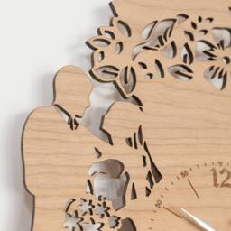 Personalised Handmade Wooden Silent Wedding Anniversary Gift Wall Clock Up To 90cm in Oak, Cherry Or Walnut - Silver Gold Hands - thumbnail 2