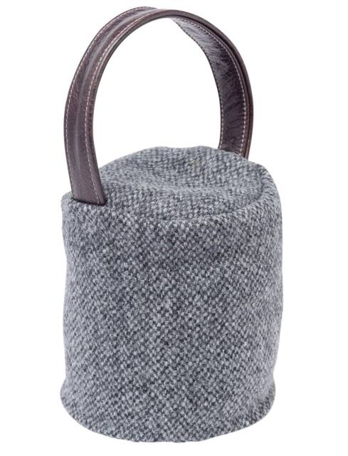 Harris Tweed 100% Pure New Wool Round Doorstop Cover With Real Leather Handle - Slate