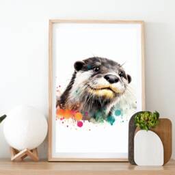 Otter Poster Set - Of 3 Prints - Watercolour Print Wall Hanging Decor Animal Art Wildlife Gifts - thumbnail 2