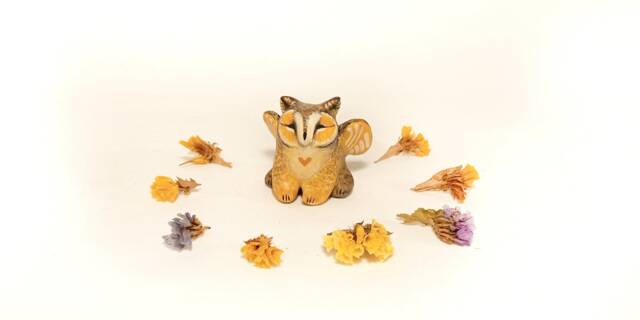 Owl Griffin Statue Small Gryphon Figurine To Order Tiny Clay Animal Cute Sculpture Cat Griffin Mini Figure Baby Griffon Totem Kawaii Gift - image 1