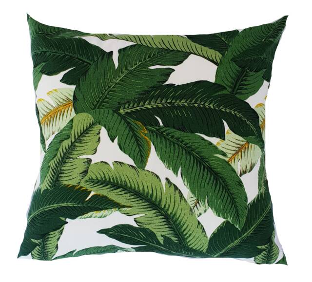 Outdoor Cushion Cover, Cover Only, Green Banana Leaf Cushion, Palm Cushions, Pillows, Tropical Pillows - image 1