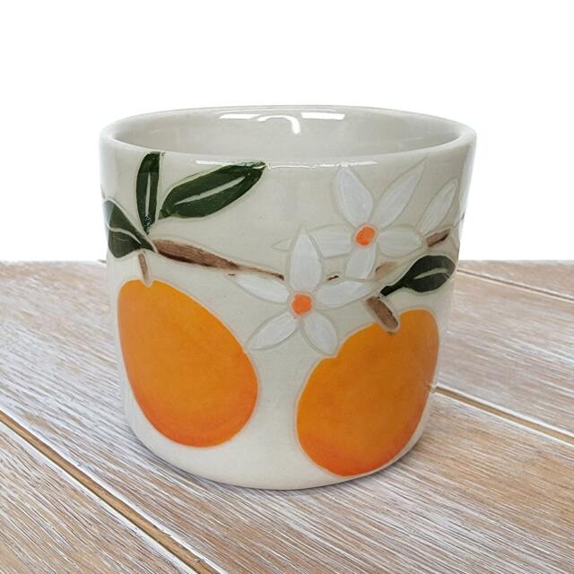 Orange Citrus Planter Succulent Fruit Decor Pattern Ceramic Pottery Handmade Pottery Country Kitchen - image 1