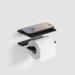 Modern Toilet Paper Holder With Shelf Left-Side Hidden Wall Mount