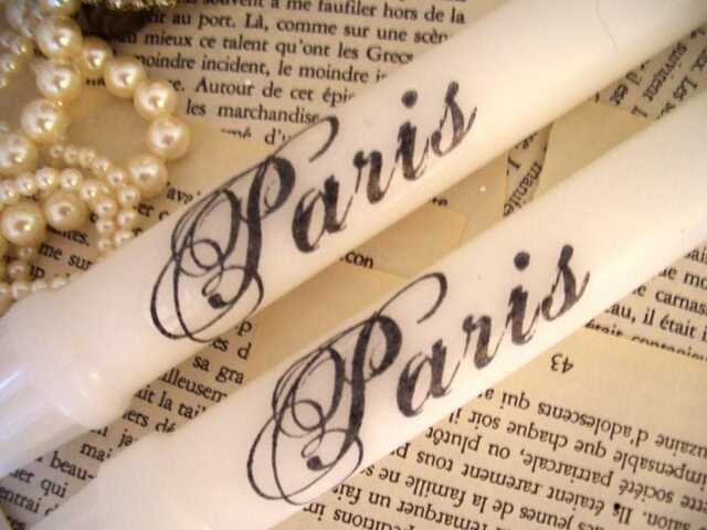 Pair Of White Candles - Stamped Paris Ooh La - image 1