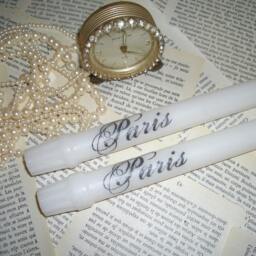 Pair Of White Candles - Stamped Paris Ooh La - thumbnail 3