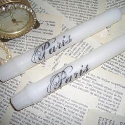 Pair Of White Candles - Stamped Paris Ooh La - thumbnail 2