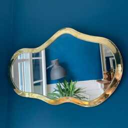 Handmade Moroccan Brass Mirror - Irregular Gold Wall Decor - thumbnail 2