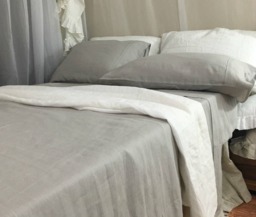 stone Grey Bed Sheets Handmade in 100% Flax Linen, Fitted Sheet, 2 Pillow Covers, Flat Linen Sheets - thumbnail 1