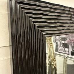 Large Black Gloss Ripple Frame Mirror Elegant Framed Galaxy Wall - Choice Of Size Premium Quality Free P&p - thumbnail 2